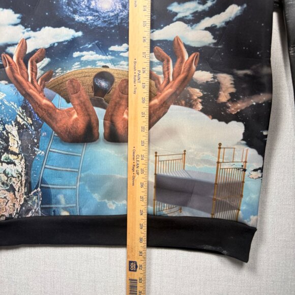 Bleecker & Mercer Sweatshirt Surreal Graphic Faux Leather Black Pullover Size XL - Picture 6 of 8